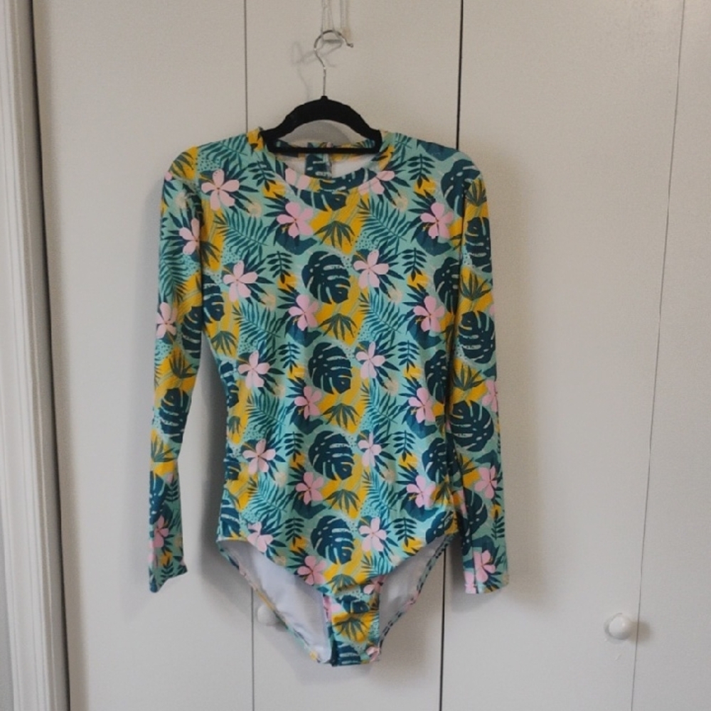 Floral Long Sleeve One Piece Swimsuit